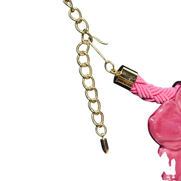 Avon Pink Ceramic Wild Flower Choker Necklace On Braided Cord (6127) - Picture 6 of 7